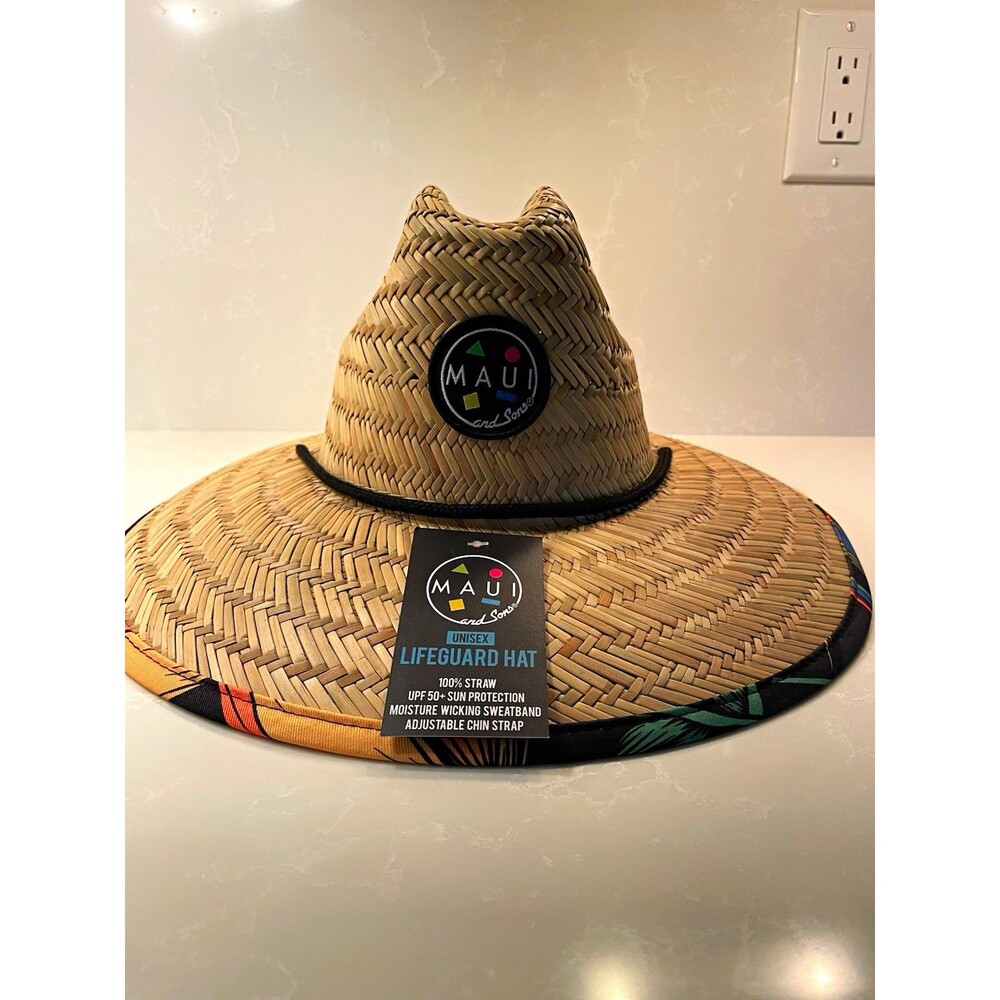 Minor Damage-Maui and Sons Lifeguard Hat One Size Wide Brim UPF 50+ Chin Strap